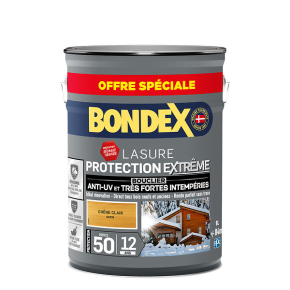 Lasure Protection Extrême Indice 50-12Ans Chêne Clair Satin - 6L