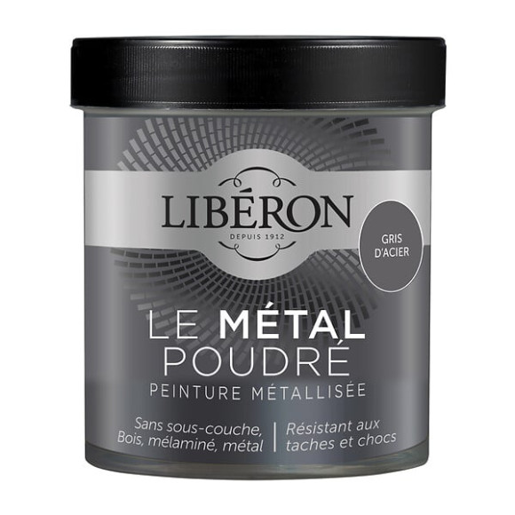 Peinture Le Metal Poudre Gris acier Pot 0.5l