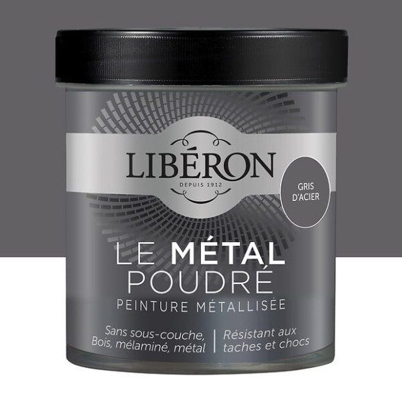 Peinture Le Metal Poudre Gris acier Pot 0.5l