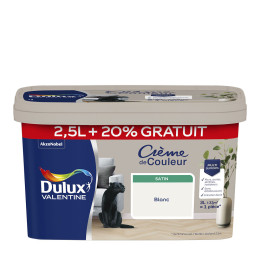 Peinture Crème de Couleur - Blanc - Satin - 25L+20%