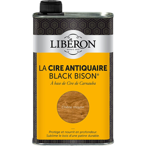 Cire antiquaire liquide Black Bison Chêne moyen 0.5l