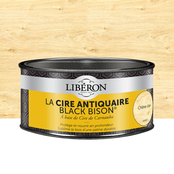 Cire antiquaire pâte Black Bison Chêne clair Pot 0.5l