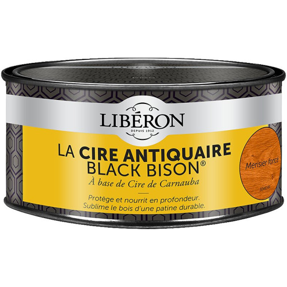 Cire antiquaire pâte Black Bison Merisier fonce Pot0.5l