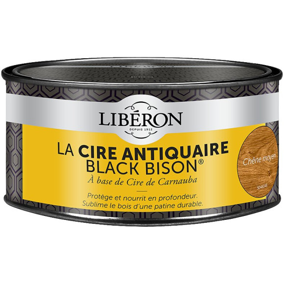 Cire antiquaire pâte Black Bison Chêne moyen Pot 0.5l