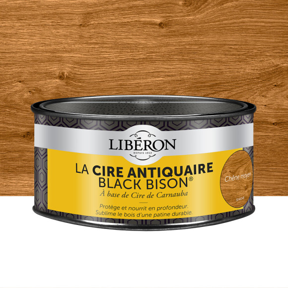 Cire antiquaire pâte Black Bison Chêne moyen Pot 0.5l