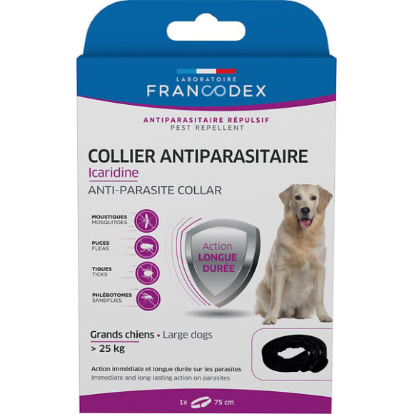 Collier icaridine grand chien noir