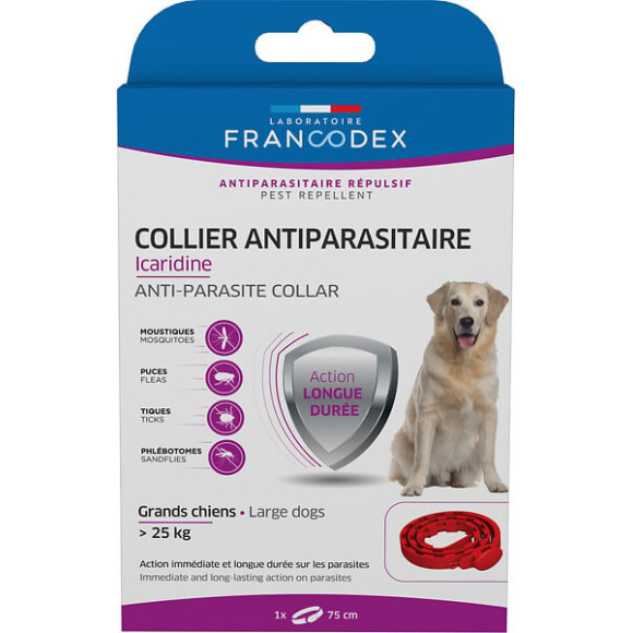 Collier icaridine grand chien rouge