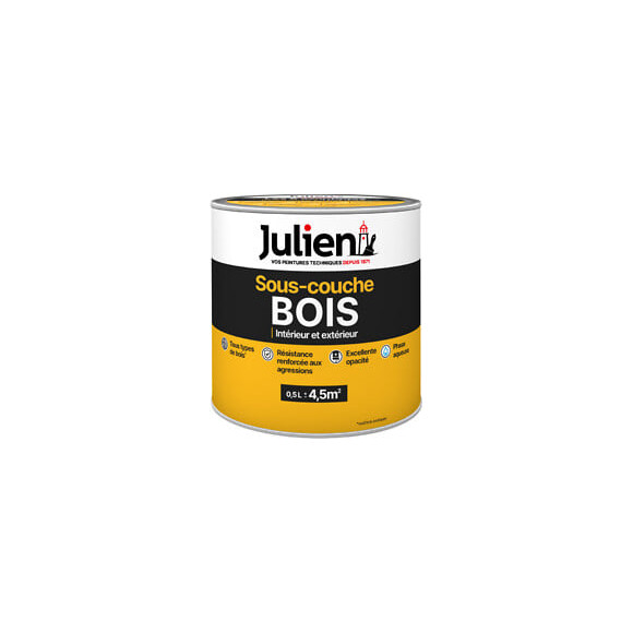 Sous-couche bois int-ext mat blanc Julien 0.5L