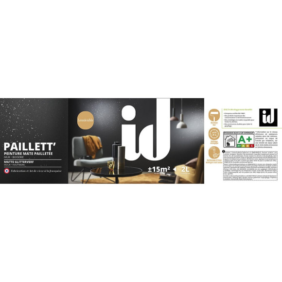 Peinture de finition mate paillettée PAILLETT 2L HOLLYWOOD - ID Paris