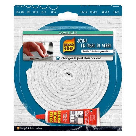 Joint rond PYROFEU L.2 m D.6 mm avec colle 17ml pour Poêles et inserts