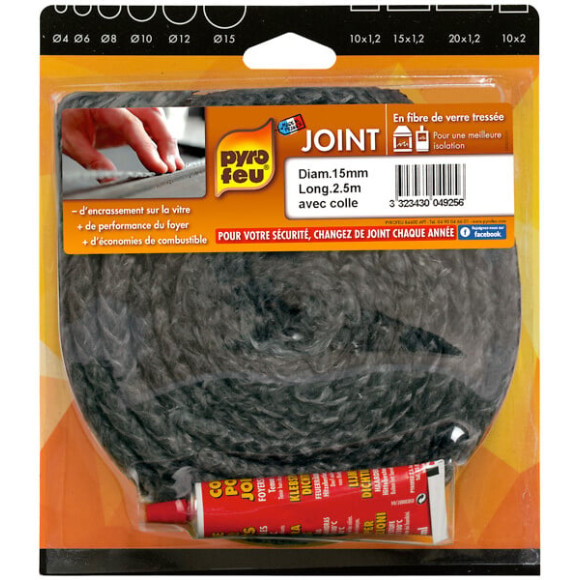 Joint fibre de verre lL2.50m diam. 15mm + 1 tube de colle 17ml