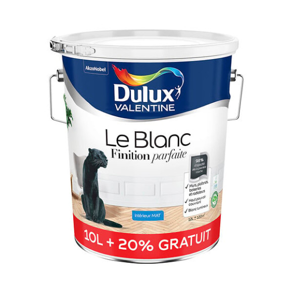 Peinture Le Blanc Finition Parfaite Dulux Valentine Mat 10L+20%