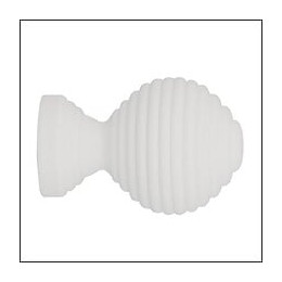 2 embouts tringle à  rideaux boule striée diam. 20mm bois laqué blanc