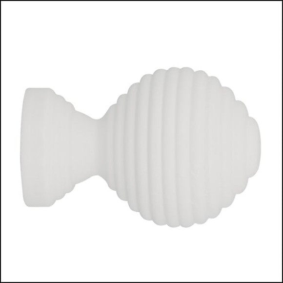 2 embouts tringle à  rideaux boule striée diam. 20mm bois laqué blanc