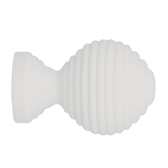 2 embouts tringle à  rideaux boule striée diam. 20mm bois laqué blanc