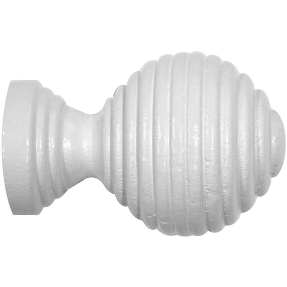 2 embouts tringle à  rideaux boule striée diam. 20mm bois laqué blanc