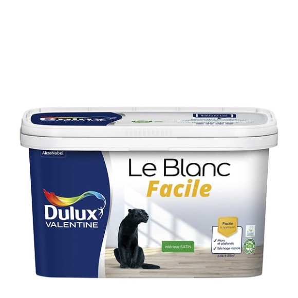 Peinture Le Blanc Facile Dulux Valentine Satin Blanc 2.5L