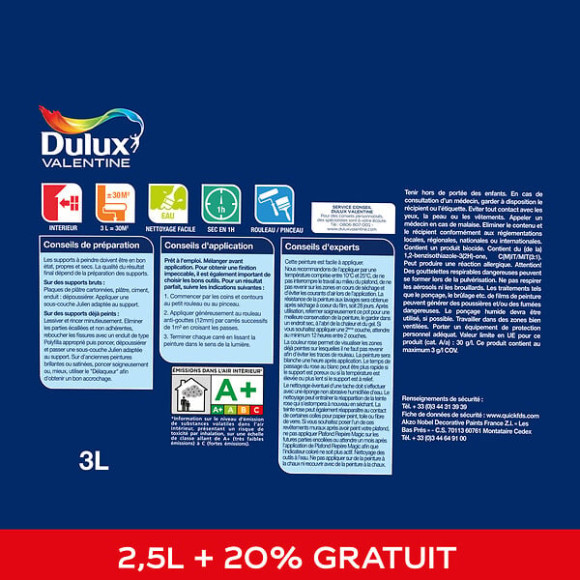 Peinture Plafond Magic Dulux Valentine Mat 2.5L+20%