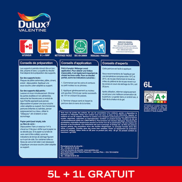 Peinture Plafond Facile Dulux Valentine Mat Blanc 5 + 1L