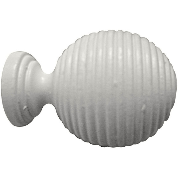 Embout tringle à  rideaux boule striée diamètre 28mm bois laqué blanc