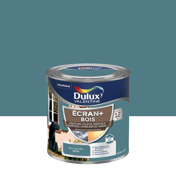 Peinture extérieure Bois Ecran+ Dulux Valentine Satin - Bleu 025 L