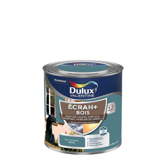 Peinture extérieure Bois Ecran+ Dulux Valentine Satin - Bleu 025 L