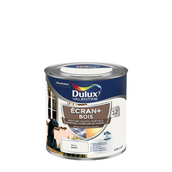 Peinture extérieure Bois Ecran+ Dulux Valentine Satin - Blanc 025 L