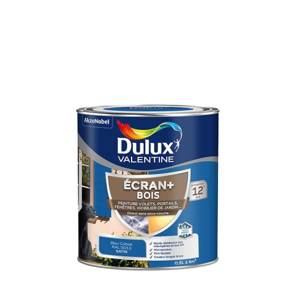 Peinture extérieure Bois Ecran+ Dulux Valentine Satin-Bleu Cobalt 05L