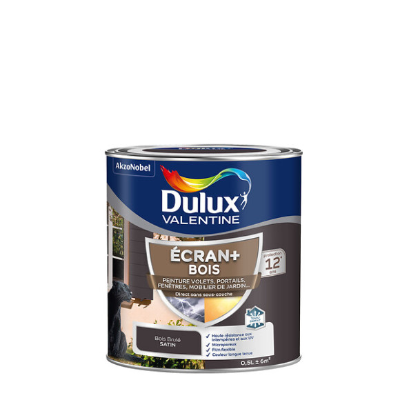 Peinture extérieure Bois Ecran+ Dulux Valentine Satin-Bois Brûlé 05 L