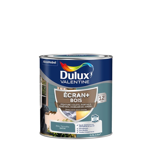 Peinture extérieure Bois Ecran+ Dulux Valentine Satin-BleuTempête 05L