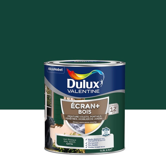 Peinture extérieure Bois Ecran+ Dulux Valentine Satin-Vert Basque 05L