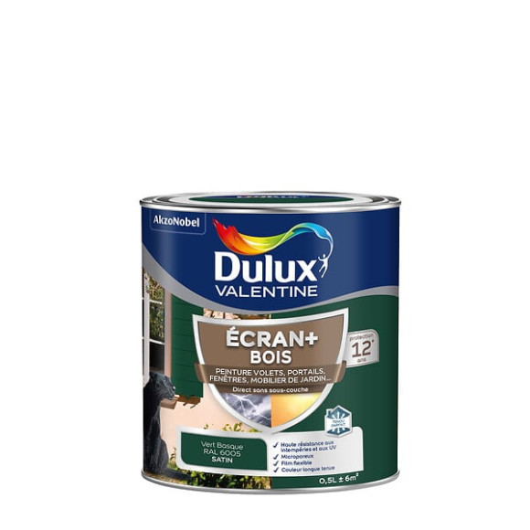 Peinture extérieure Bois Ecran+ Dulux Valentine Satin-Vert Basque 05L