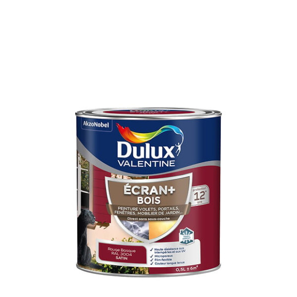 Peinture extérieure Bois Ecran+ Dulux Valentine Satin-RougeBasque 05L