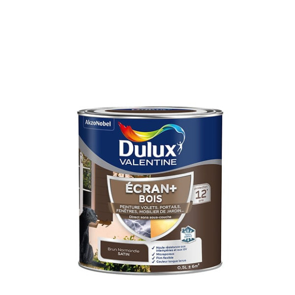 Peinture extérieure Bois Ecran+ Dulux Valentine - Brun Normandie 05 L