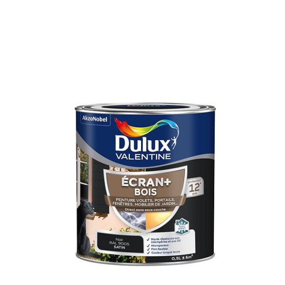 Peinture extérieure Bois Ecran+ Dulux Valentine Satin - Noir 05 L