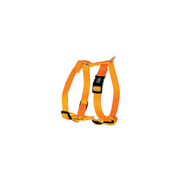 Harnais nylon reglable 10mm orange pour chien