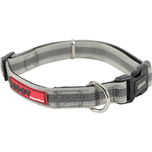 Collier reglable 15mm moov gris pour chien