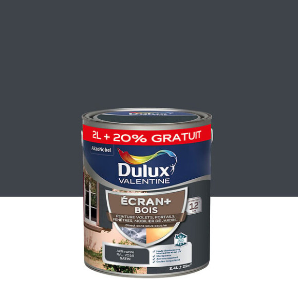 Peinture extérieure Bois Ecran+ Dulux Valentine G. Anthracite 2L + 20%