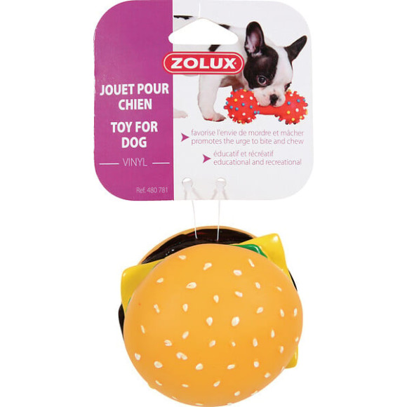 Jouet hamburger vinyl 8cm pour chien