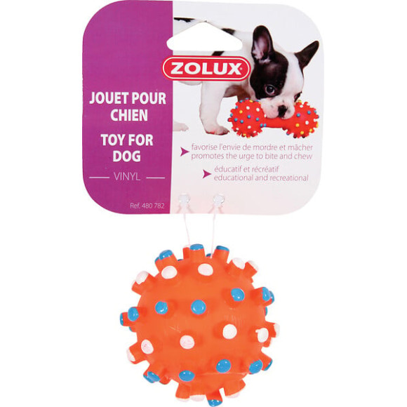 Jouet balle picot vinyl 7cm pour chien