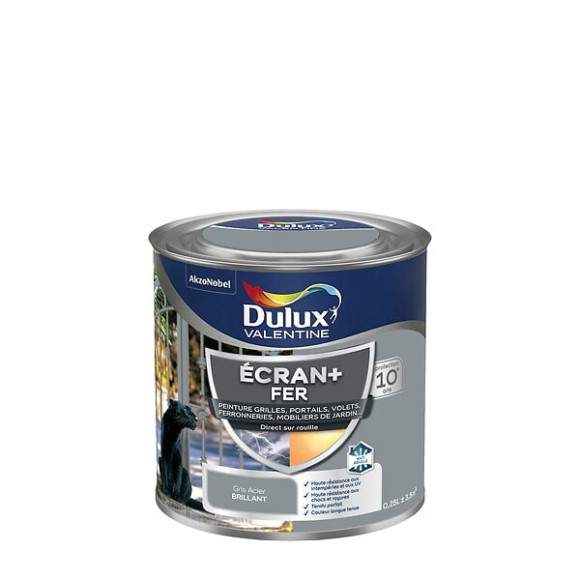 Peinture extérieure Fer Ecran+ Dulux Valentine Brill-Gris Acier 025L