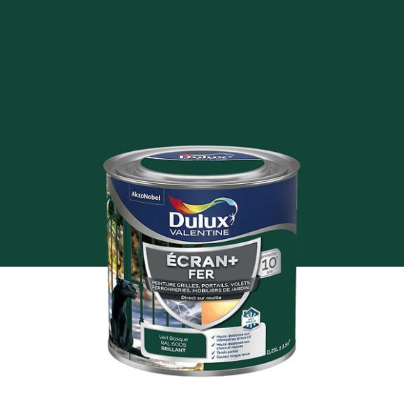 Peinture extérieure Fer Ecran+ Dulux Valentine Brill-Vert Basque 025L