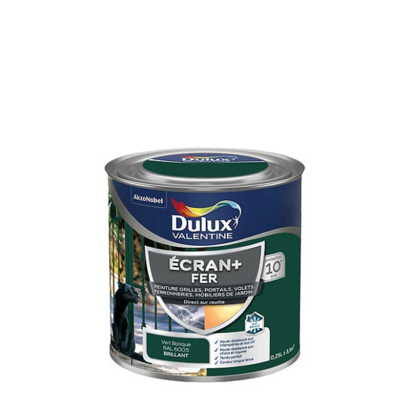 Peinture extérieure Fer Ecran+ Dulux Valentine Brill-Vert Basque 025L