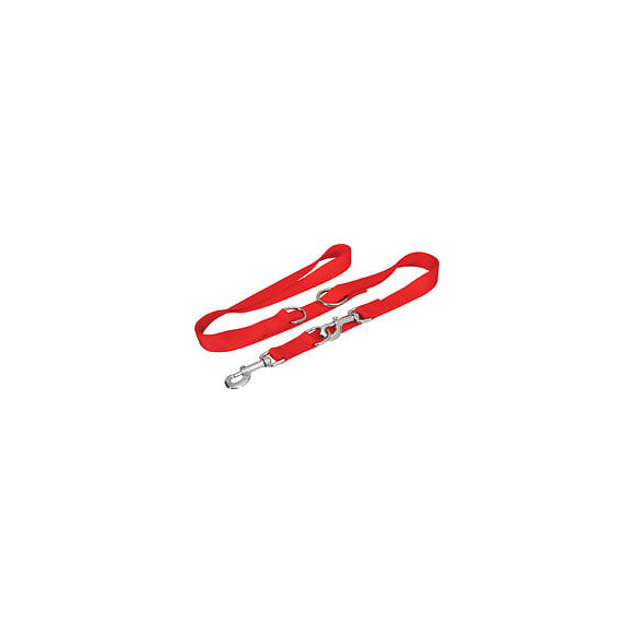 Laisse nylon 3 pos. 25mm rouge pour chien