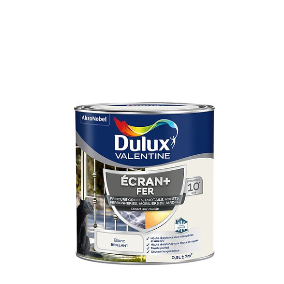 Peinture extérieure Fer Ecran+ Dulux Valentine Brillant - Blanc 05 L