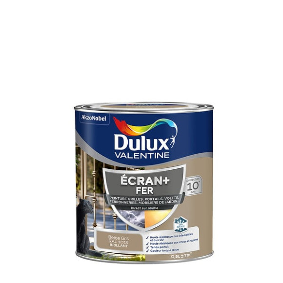 Peinture extérieure Fer Ecran+Dulux Valentine Brillant-Beige Gris 05L