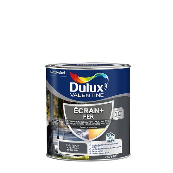 Peinture extérieure Fer Ecran+ Dulux Valentine Brill - Gris Foncé 05L