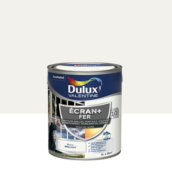 Peinture extérieure Fer Ecran+ Dulux Valentine Brillant - Blanc 2 L