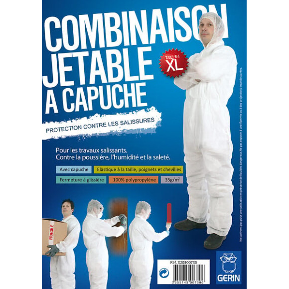 Combinaison jetable à  capuche T4 blanc