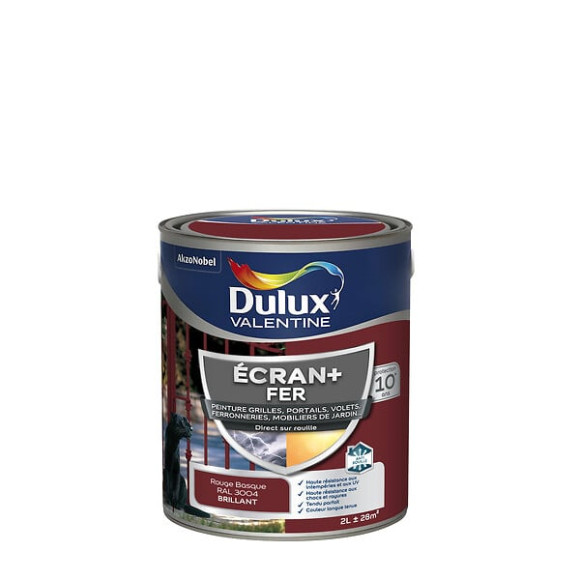 Peinture extérieure Fer Ecran+ Dulux Valentine Brill - Rouge Basque 2L